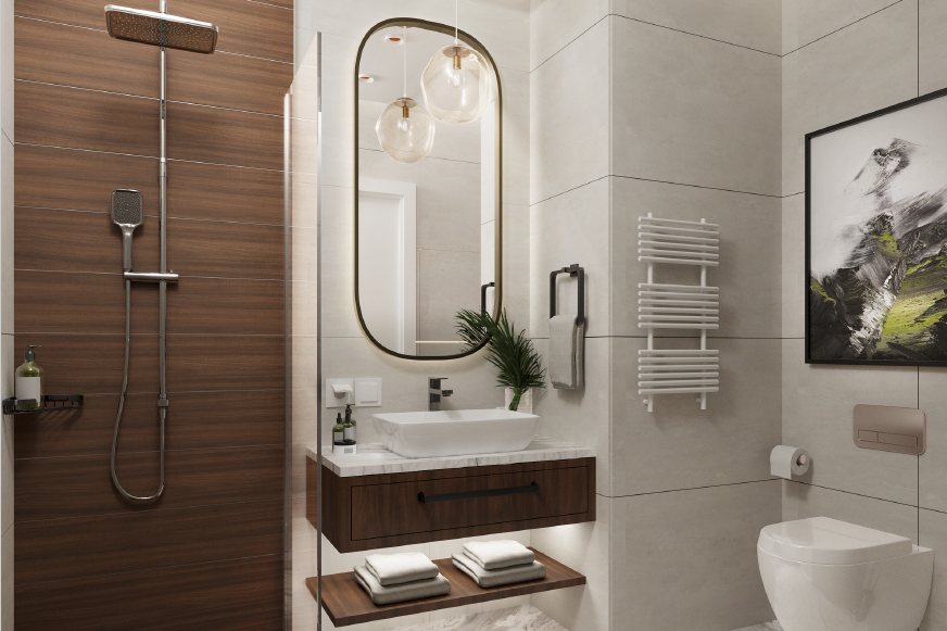 Modern bathroom decoration , Elegant interior design , Marble flooring in modern bathroom design , Chic bathroom shower area setup , Luxury bathroom lighting and decor , Minimalist bathroom cabinets and countertop , Spacious bathroom area with modern accessories ديكور حمام عصري، تصميم داخلي أنيق، أرضيات رخامية في تصميم الحمام العصري، تصميم منطقة دش أنيقة في الحمام، إضاءة وديكور حمام فاخر، خزائن وحوض حمام بسيط، مساحة حمام واسعة مع ملحقات عصرية Modern banyo tasarımında mermer Zemin , Şık banyo duş alanı düzenlemesi , Lüks banyo aydınlatma ve dekorasyon , Minimalist banyo dolapları ve tezgah , Geniş banyo alanı ve modern aksesuarlar