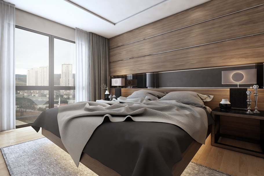 Spacious and modern bedroom design , Luxury bed headboard and lighting , Minimalist bedroom furniture design , Spacious bedroom with natural light , Elegant interior design , Wooden floor luxury interiors , Minimalist bedroom design , Chic interior decoration ideas , غرفة نوم واسعة وعصرية، رأس سرير فاخر وإضاءة مميزة، تصميم أثاث غرفة نوم بسيط، غرفة نوم واسعة مع ضوء طبيعي، تصميم داخلي أنيق، أرضية خشبية داخلية فاخرة، تصميم غرفة نوم بسيط، أفكار ديكور داخلي أنيقة Ferah ve modern yatak odası tasarımı , Lüks yatak başlığı ve aydınlatma , Şık ve rahat yatak odası düzeni , Minimalist yatak odası mobilya tasarımı , Doğal ışık alan geniş yatak odası